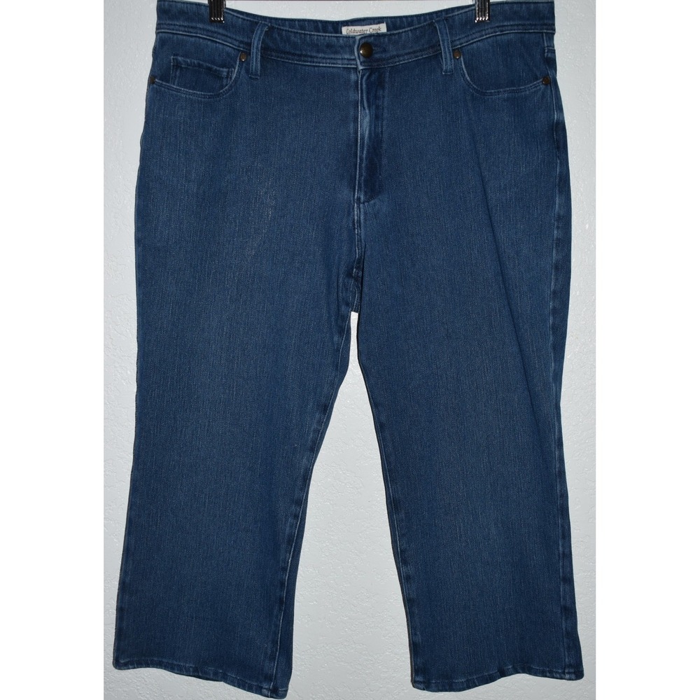 Coldwater Creek 14 Natural Fit Crop Jeans Stretch Blue Denim Capri Pant 5-Pocket